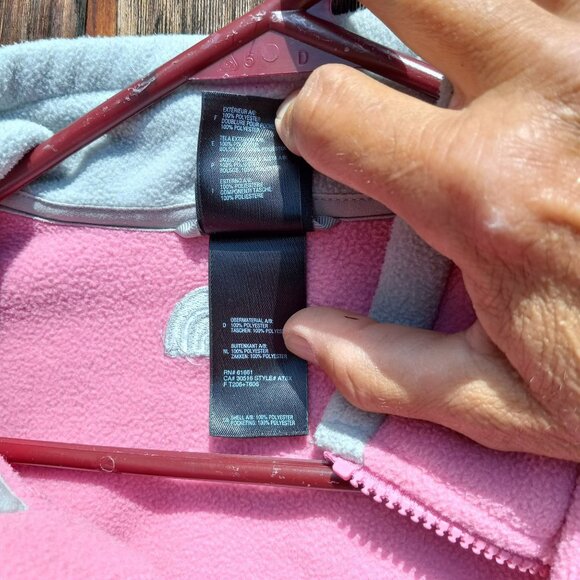 Girls North Face Pink Gray Full Zip Fleece Jacket Size Youth - Picture 7 of 12